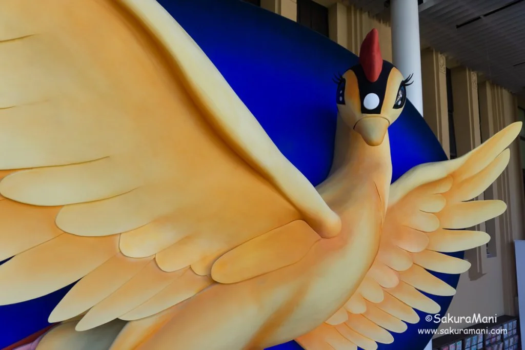 火の鳥 Hi no Tori - A huge phoenix statue inside Kyoto Manga Museum where photography is allowed. This character was designed by Osamu Tezuka.
